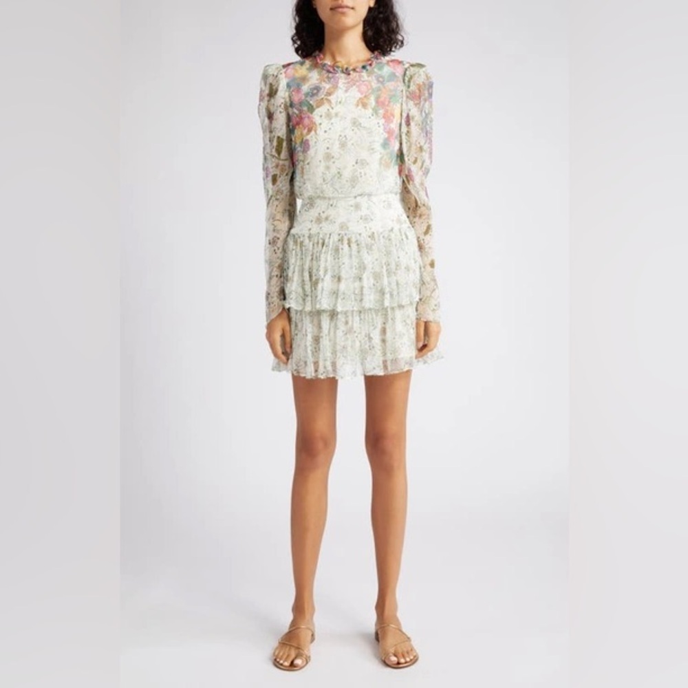 S10 SALONI Ava B Silk Blend Long Sleeve Dress In Dandelion